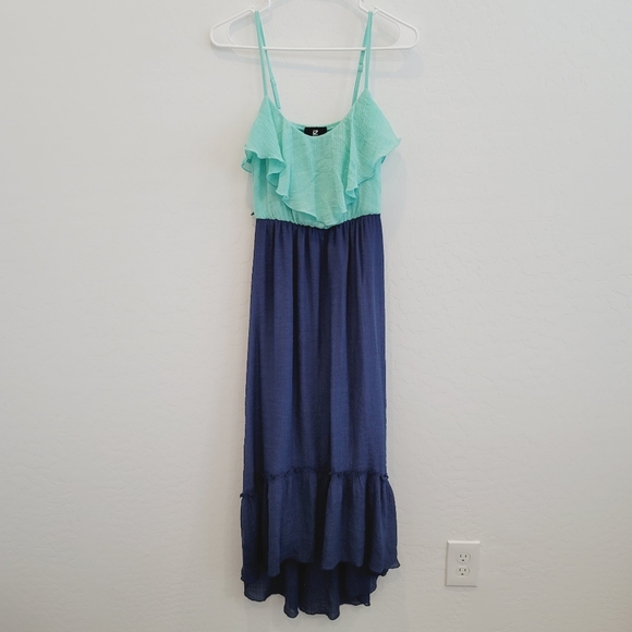 IZ Byer Color Block Maxi Dress Hi Low Hem Size S - Picture 16 of 16